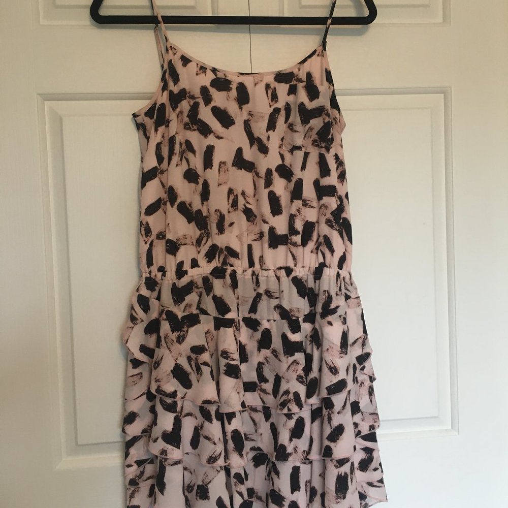 Banana Republic Black and Pink Sleeveless Ruffle Dress